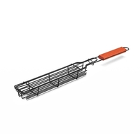 Camping BBQ Panier à griller Poignée en bois Torréfiante Accessoires de viande