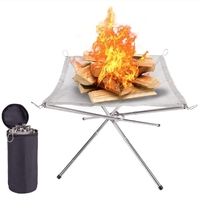 Camping feu de camp support de feu arrière-cour chauffage maille support de foyer pliant poêles à bois support cadre de feu