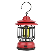 Camping Vintage Lanterne Portable Tente Suspendue Lumière LED avec Deux Modes Alimenté par Batterie 300LM Veilleuse pour Cour Patio Jardin Fête Camping Randonnée Pêche Maison
