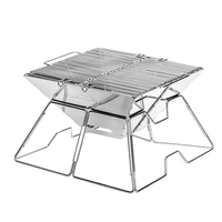 CAMPOUT Outdoor Grill en acier inoxydable pliant Portable Grill Family Camping Barbecue Poêles à charbon de bois