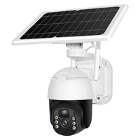 Caméra de sécurité à panneau solaire 4G,  caméra à batterie rechargeable 2MP Caméra de sécurité à domicile avec vision nocturne en couleur,  détection humaine PIR,  audio bidirectionnel,  accès à distance,  batterie 6pcs intégrée