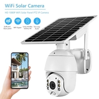 Caméra de sécurité à panneau solaire sans fil 1080p 2MP Caméra de surveillance extérieure étanche à batterie rechargeable avec prise en charge de la vision nocturne en couleur Détection humaine PIR,  audio bidirectionnel,  accès à distance