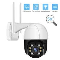 Caméra de sécurité extérieure PTZ 1080P 2MP Caméra de surveillance WiFi étanche extérieure avec vision nocturne Audio bidirectionnel Détecteur de mouvement Accès à distance