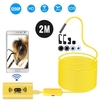 Caméra Endoscope sans fil 8mm IP68 Étanche WiFi Inspection 2.0MP HD 8 Endoscope semi-rigide à câble pour iPhones iPads Appareils Android et PC Jaune 2M