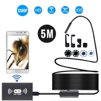 Caméra Endoscope sans fil 8mm IP68 Étanche WiFi Inspection 2.0MP HD 8 Endoscope semi-rigide pour câble pour iPhone iPhones iPads Appareils Android et PC Noir 5M