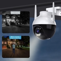 Caméra PTZ WiFi extérieure,  4MP sans fil WiFi IP caméra système de sécurité à domicile avec vue à 360 °,  Vision nocturne couleur,  Audio bidirectionnel,  détection de mouvement,  alerte d