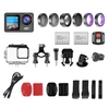 Caméra Sport 4K 24MP Double Écran DV Caméscope 2.0 Pouces Grand Angle 170° EIS 40m Étanche WiFi avec Macro CPL ND4 8 16 Objectif Violet pour Sports de Plein Air