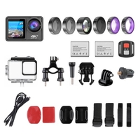 Caméra Sport 4K 24MP Double Écran DV Caméscope 2.0 Pouces Grand Angle 170° EIS 40m Étanche WiFi avec Macro CPL ND4 8 16 Objectif Violet pour Sports de Plein Air