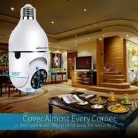 Caméra WiFi 360 Panoramique Ampoule 1080P Caméra de Sécurité avec 2.4GHz WiFi 360 Degrés Vision Panoramique Caméra de Surveillance sans Fil à Domicile Vision Nocturne Audio Bidirectionnel Détection de Mouvement Intelligente