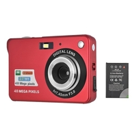 Caméscope vidéo portable 1080P 48MP Anti-shake 8X Zoom 2, 7 pouces Écran LCD Face Détact Smile Capture Batterie au lithium intégrée avec bracelet de sac de transport pour Enfants Adolescents