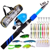 Canne à pêche ultralégère pour enfants de 1.5 m canne à pêche ultralégère + moulinet de pêche + leurres de pêche sac de rangement pour matériel de pêche