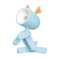 Caricature Lampe de nuit pour enfants Mini Deer Lampes de bureau LED mignons bricolage portable avec porte-téléphone réglable pour les enfants Étudiants Salle de lecture de la chambre