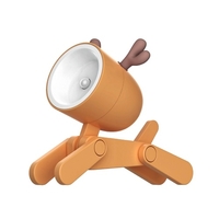 Caricature Lampe de nuit pour enfants Mini Deer Lampes de bureau LED mignons bricolage portable avec porte-téléphone réglable pour les enfants Étudiants Salle de lecture de la chambre