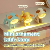 Caricature Lampe de nuit pour enfants Mini-Lampes de bureau LED pour chiens mignons bricolage portable avec porte-téléphone réglable pour les enfants Étudiants Salle de lecture de la chambre