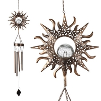 Carillon éolien solaire en métal avec lumière LED Décoration de veilleuse de jardin extérieur Lampe carillons éoliens étanche pour patio balcon cour couloir