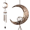 Carillon éolien solaire en métal avec lumière LED Décoration de veilleuse de jardin extérieur Lampe carillons éoliens étanche pour patio balcon cour couloir