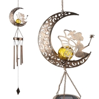 Carillon éolien solaire en métal avec lumière LED Décoration de veilleuse de jardin extérieur Lampe carillons éoliens étanche pour patio balcon cour couloir