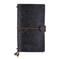 Carnet de voyage rechargeable en cuir pleine fleur vintage