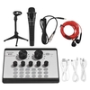 Carte son en direct et kit microphone BT Mini mixeur audio multifonctionnel à changement de voix Ensemble de microphones avec un tripod