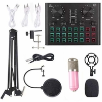 Carte son multifonctionnelle en direct et kit de microphone à suspension BM800 Enregistrement de diffusion Ensemble de microphones à condensateur Volume intelligent Mélangeur audio réglable Carte son pour ordinateur PC Son en direct