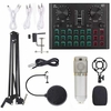 Carte son multifonctionnelle en direct et kit de microphone à suspension BM800 Enregistrement de diffusion Ensemble de microphones à condensateur Volume intelligent Mélangeur audio réglable Carte son pour ordinateur PC Son en direct