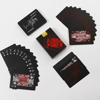 Cartes à jouer noires imperméables en plastique de tisonnier de PVC de qualité