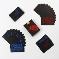 Cartes à jouer noires imperméables en plastique de tisonnier de PVC de qualité