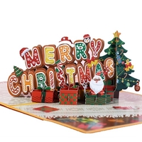 Cartes de Noël 3D Pop Up Cartes de voeux de bonne année Cartes de voeux de Thanksgiving de vacances avec enveloppe Cartes de décoration de Noël Festivals Cadeau d