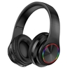 Casque BT 5.0 Pliable Casque Sans Fil et Filaire avec Support de Lumière Respiration Carte TF Jouant avec Bandeau Extensible,  Noir