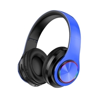 Casque BT 5.0 Pliable Casque Sans Fil et Filaire avec Support de Lumière Respiration Carte TF Jouant avec Bandeau Extensible,  Noir
