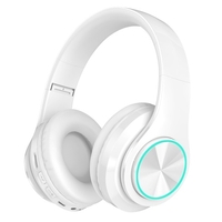 Casque BT 5.0 Pliable Casque Sans Fil et Filaire avec Support de Lumière Respiration Carte TF Jouant avec Bandeau Extensible,  Noir