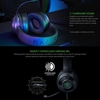 Casque de jeu Razer Kraken V3 X avec son surround 7.1/pilotes Triforce 40 mm/micro cardio de pliable hyperclair/éclairage chroma RGB sur les écouteurs avec micro compatible pour les jeux PC/PS4