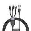 Câble Baseus Flash Series 2 for 3 1.2m PD 100W QC 18W Cordon de charge rapide 3-en-1 Type-C / USB vers MicroUSB / Type-C / iPhone Câble de charge rapide compatible pour les téléphones Andriod / iPhone / Xiaomi