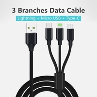 Câble de charge 3 en 1 Lightning Type-C Micro USB Câble de charge rapide Données pour iPhone XS XR XS Max X 8 7 Appareils iOS Samsung Galaxy Android Samsung Nokia Sony Sony