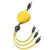 Câble de charge multi USB Cordon de chargeur rapide rétractable 3 en 1 avec port de type C/Micro-B/iOS Réglage de la longueur à 5 niveaux/Protection intelligente Câble de chargeur de téléphone universel compatible avec les téléphones portables Ta
