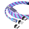 Câble de données de streamer coloré créatif trois-en-un magnétique pour Apple Android Type-C One avec trois câbles de charge vert Android (une ligne et une extrémité)