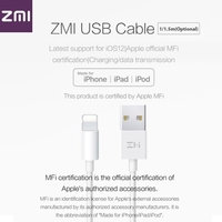 Câble de données USB ZMI 1 / 1.5m câble de synchronisation de données avec cordon de charge rapide avec certification MFI Compatible pour iOS 12 iPhone iPad iPod