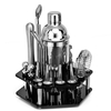 CG1220 19 pièces 304 ensemble de shaker à cocktail en acier inoxydable Kit de fabrication de boissons mélangeur en acier inoxydable faisant un cadeau avec support rotatif à 6 côtés Base de support d