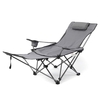 Chaise de camping pliante 2 en 1 chaise longue inclinable réglable portable avec repose-pieds amovible pour le camping,  la pêche,  les pique-niques de plage