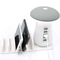 Champignon LED Lampe de bureau Chargeur rapide 3.0-5 Port USB Chargeur rapide Dock Support de support
