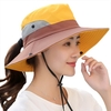 Chapeau de pêche pour femmes hommes maille en plein air été chapeau de protection UV à large bord casquette pliable avec trou de queue de cheval