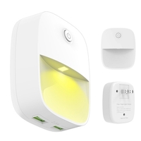 Charge murale de téléphone 3-en-1 5V 2.5A avec deux ports USB Éclairages muraux et capteurs sonores