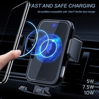 Chargement sans fil Support de ventilation de voiture Chargeur de voiture sans fil Support de prise automatique Support de téléphone de charge intelligent Charge rapide Compatible avec tous les téléphones équipés de charge sans fil Qi