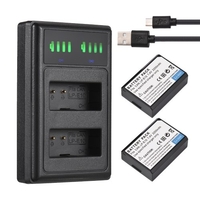 Chargeur de batterie LP-E10 2 emplacements avec indicateurs LED + 2 piles LP-E10 7.4V 2200mAh avec câble de charge USB de remplacement pour Canon 1100D 1200D 1300D Rebel T3 T5 KISS X50 X70