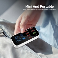 Chargeur de voiture A9S + 8 ports avec affichage à LED Type-C QC3.0 Charge rapide Station de chargeur de véhicule sûre portable intelligente