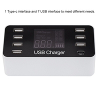 Chargeur intelligent USB multifonctions A9 Écran LCD 7 ports USB 1 port de type C AC100-240V