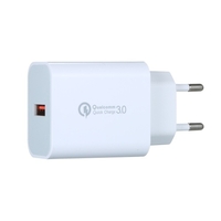 Chargeur rapide 18W QC3.0 Adaptateur secteur portable avec un seul port QC3.0 Multi-protection Large compatibilité Prise UE blanche