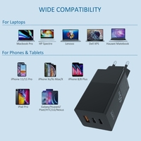 Chargeur USB C 65W Chargeur PD 3 ports Type C Adaptateur de chargeur rapide Alimentation électrique Chargeur mural USB Compatible avec les ordinateurs portables USB C Sarmt Phones