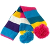 Écharpe de bandes colorées avec deux boules Rose & bleus