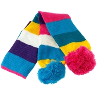 Écharpe de bandes colorées avec deux boules Rose & bleus